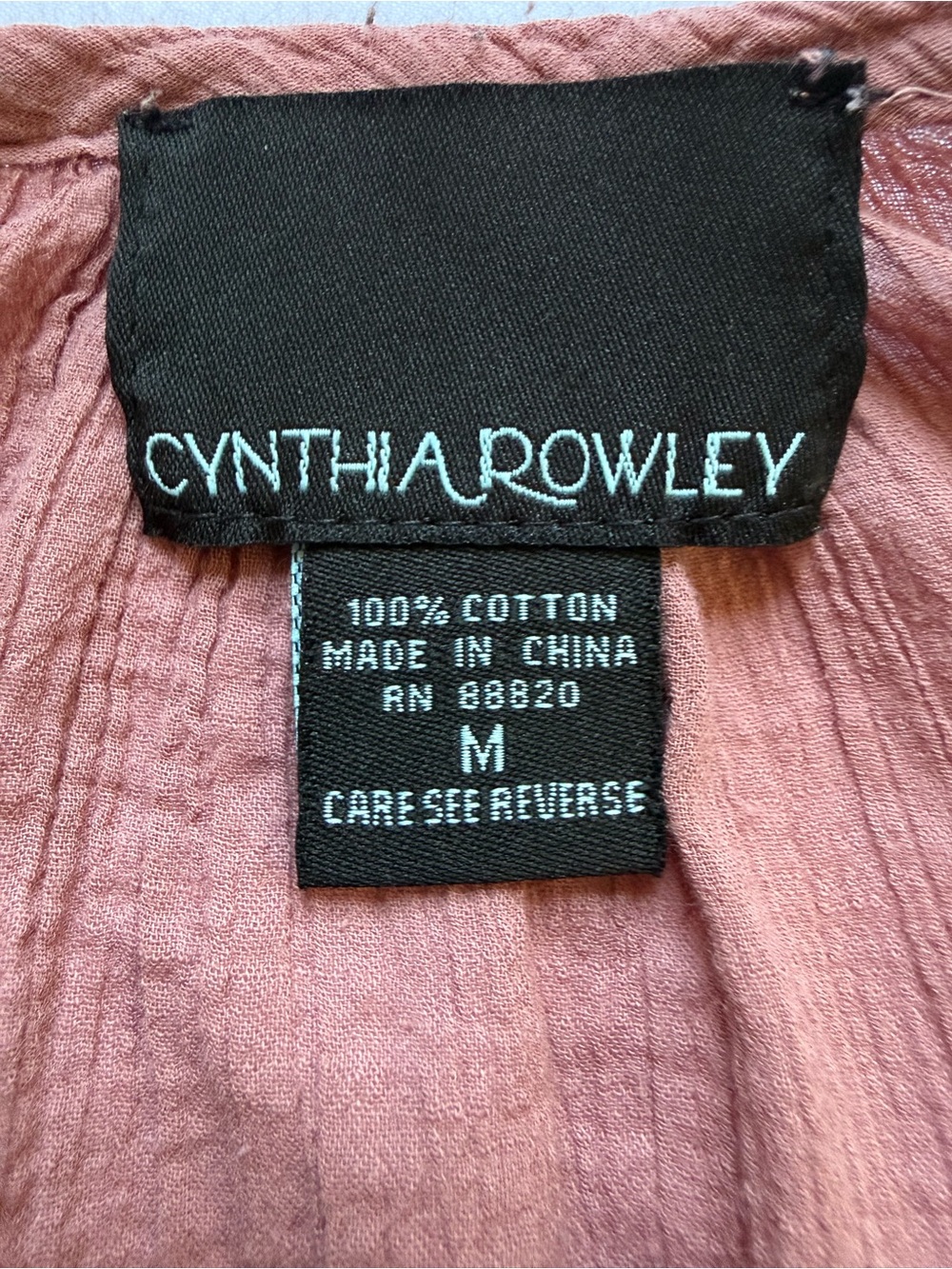 Cynthia Rowley Dusty Rose Cotton Blouse - Picture 5 of 5